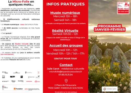 Programme Septembre - octobre 2025 Micro-Folie Siant-Pardoux-Soutiers