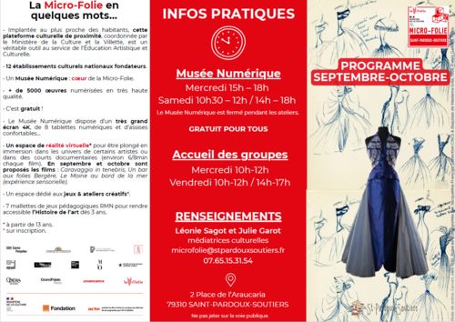 Programme Septembre - octobre 2025 Micro-Folie Siant-Pardoux-Soutiers
